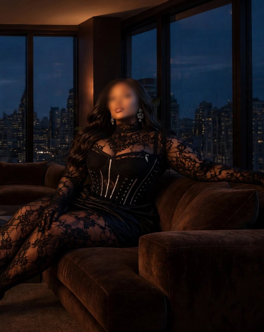 Sasha reclining in black lace